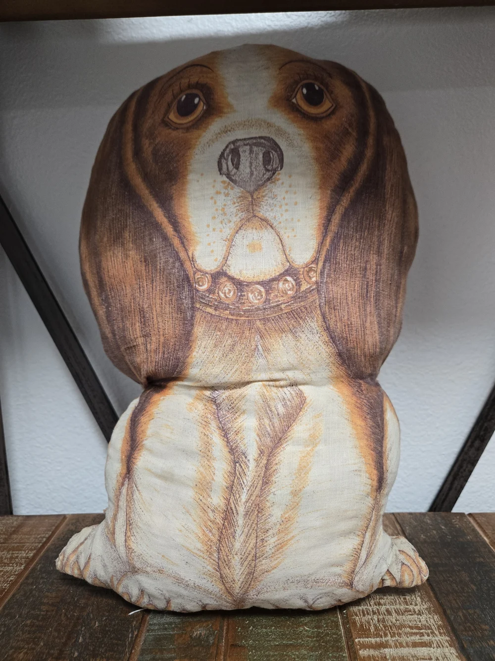 Basset Hound Beagle Dog Pillow Vintage 70s Cut & Sewn Panels Shelf Window Sitter